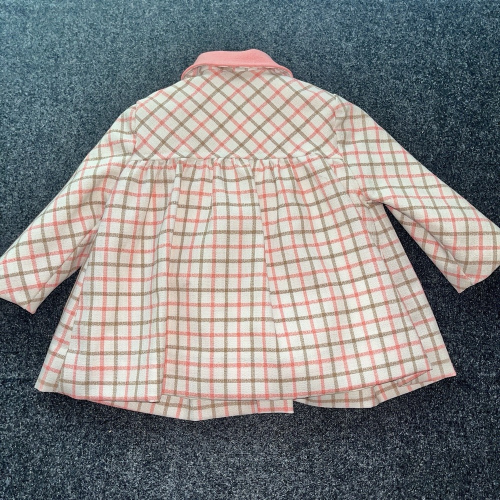 Vintage Pink Brown Check Dress Coat‎ Millicents of San Francisco Girls 18 months - Picture 3 of 6